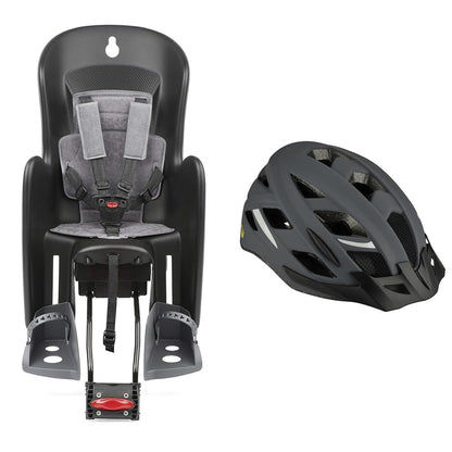 Polisport Bilby RS bike child seat | Seat for saddle tube mounting | for children weighing between 9 and 22 kg | gray & FISCHER Adult Bike Helmet, City Helmet Urban Levin, S/M, 52-59cm