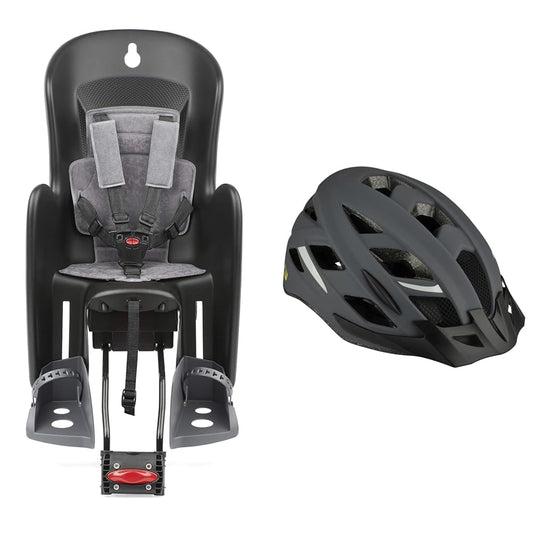 Polisport Bilby RS bike child seat | Seat for saddle tube mounting | for children weighing between 9 and 22 kg | gray & FISCHER Adult Bike Helmet, City Helmet Urban Levin, S/M, 52-59cm