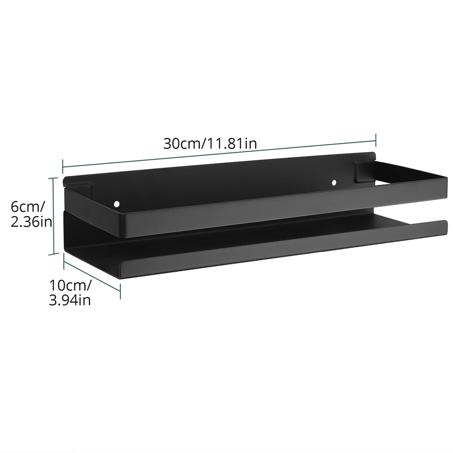 JiGiU shower shelf without drilling, 2 pieces stainless steel bathroom organizer, self-adhesive or drill, black shower caddy with large capacity for bathroom kitchen.