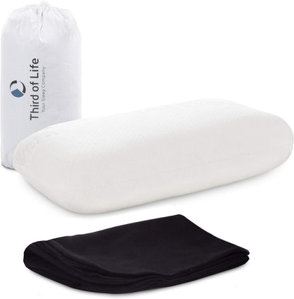 Travel pillow VOLAR Aloe Vera made of visco foam with bamboo activated charcoal | Orthopedic neck pillow with free cotton cover | Neck support pillow, headrest for travel, car, camping | 40x25x10 cm