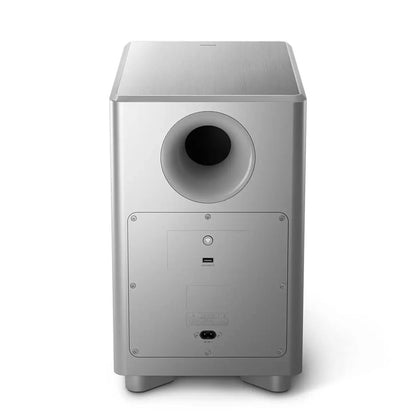 Philips TAW8506 Wireless Subwoofer, 20cm subwoofer for Philips TV, 300W max, Super Bass subwoofer for home cinema, DTS PlayFi, Dimensions: 24 x 39 x 40 cm, Silver design, TAW8506/10