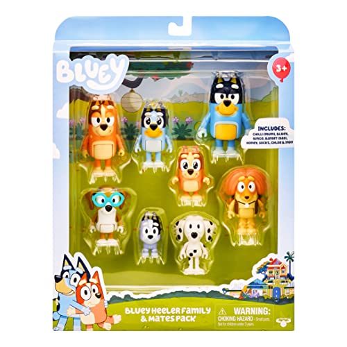 Bluey Bluey's 8-Figure Pack Family and Friends: 2.5–3 inch tall figures with movable joints, 8-pack, official collectible