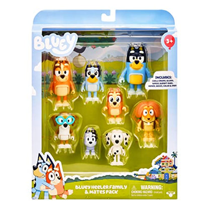 Bluey Bluey's 8-Figure Pack Family and Friends: 2.5–3 inch tall figures with movable joints, 8-pack, official collectible