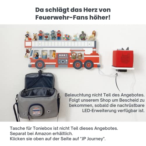 JP Journey Tonie Shelf Boy Fire Department Magnet - Wall Shelf Storage for Magnetic Figures, Very Light made of Forex, 60 x 23 cm (Fire Department with Box Holder)