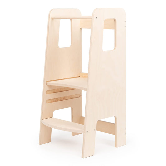 moblì® | Ully Natural Learning Tower | The first learning tower for children from 1 year old made of natural wood | Montessori learning tower with adjustable shelves | Built in Italy according to Montessori principles.
