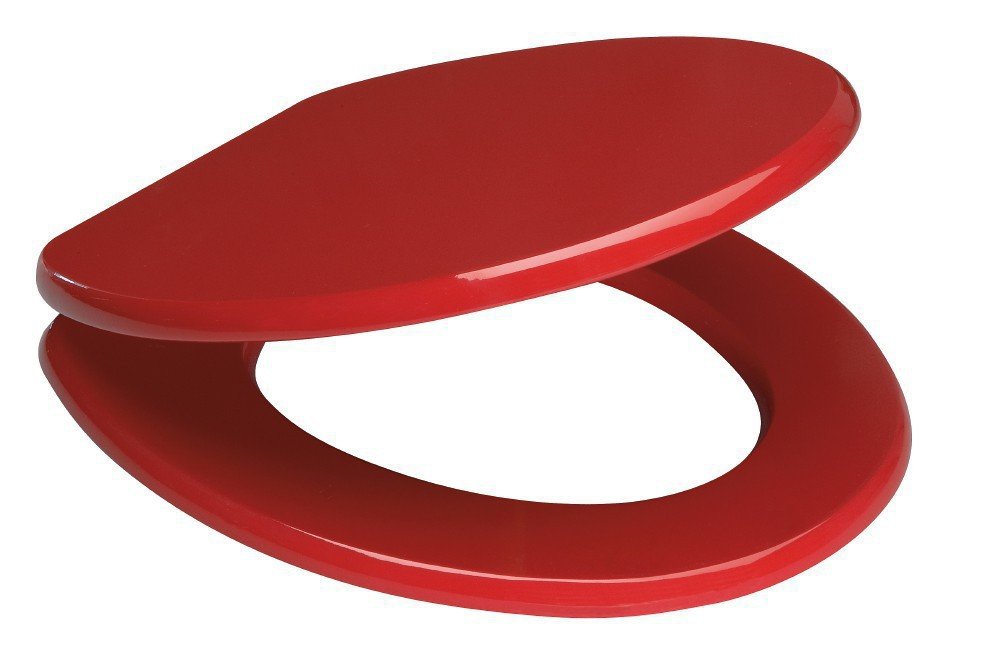 'aquaSu® Toilet Seat Red Venezia | Stable wooden core | Metal hinge | Universal O-shape | Oval toilet seat | Standard toilet seat | Toilet seat & lid | Dark red | 21898 6'