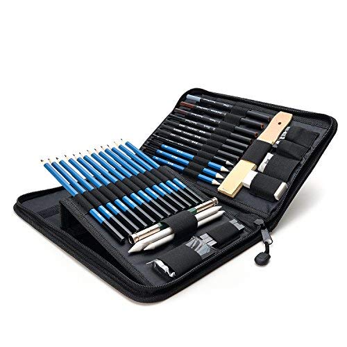 AGPTEK 41pcs Drawing Set - Pencils Sketching Set with 50 sheets Drawing Pad, 5H-8B artist set in Zipper Case, Drawing Accessories Set for Artists, Beginners, Students