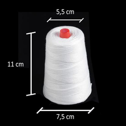 PAMPOLS pack of 5 rolls of thick polyester yarn for bag sewing machine | High strength rope for closing | Bags 5 cones of 20/4 of 200gr | White (White)