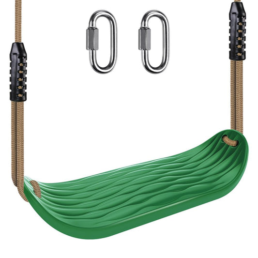 BeneLabel Non-Slip Swing Seat with Adjustable Rope and Carabiners - Heavy Duty Playground Swing Set Accessories for Kids and Adults - 220LB Capacity-Green