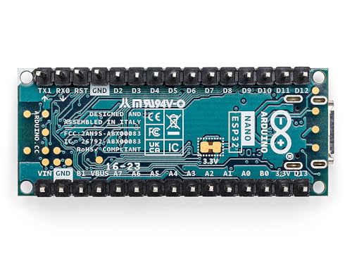 Arduino Nano ESP32 with Headers [ABX00083] - Compact board with ESP32 microcontroller, WiFi and Bluetooth, perfect for IoT projects, automation, and connected applications with Arduino IDE.