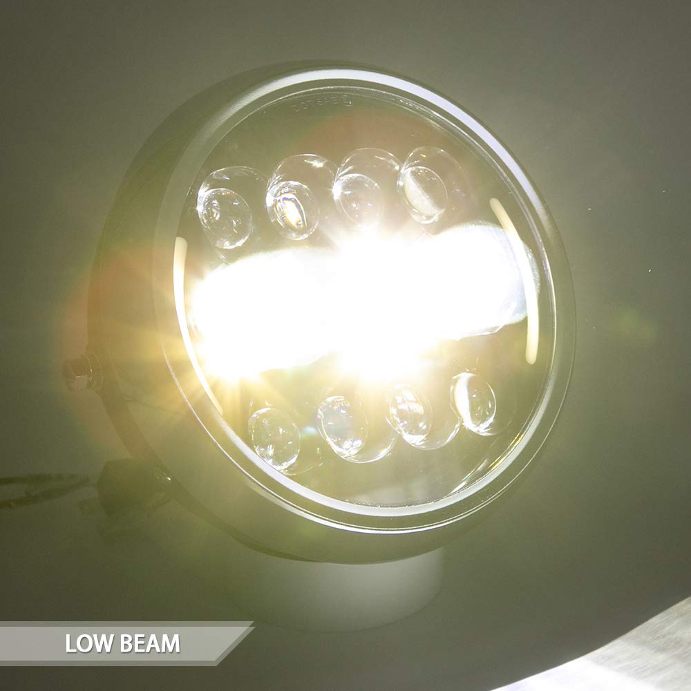 evomosa Motorcycle Headlight LED 7.5 Inch Motorcycle DRL Light Front Headlamp with Bracket (Color 2)