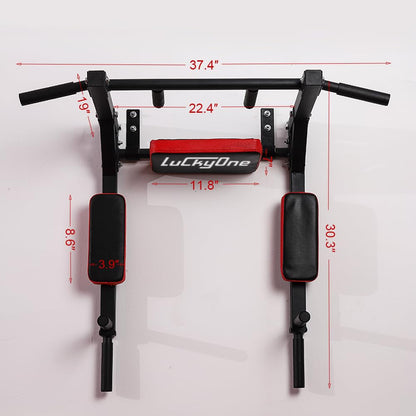 Luckyone Multifunctional Wall Mounted Pull-Up Bar, Dip Station for Home Gym, Indoor Training, supports up to 200 kg