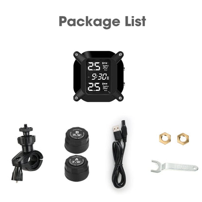 Jansite Motorcycle TPMS Wireless Tire Pressure Monitoring System with 2 external sensors LCD display Car Alarm System Anti-Off & Waterproof Waterproof