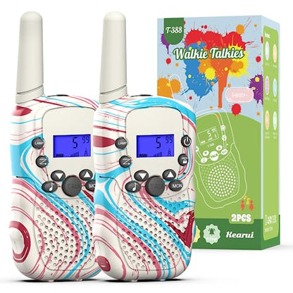 Kearui Toys for Boys 3-12 Years Old, Walkie Talkies for Kids 8 Channel Two-Way Radios with Backlit LED Flashlight, 3 Mile Range for Outdoor Adventures, Camping, Hiking (White)