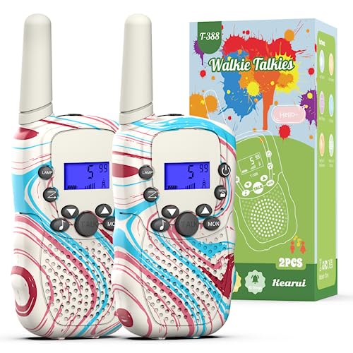 Kearui Toys for Boys 3-12 Years Old, Walkie Talkies for Kids 8 Channel Two-Way Radios with Backlit LED Flashlight, 3 Mile Range for Outdoor Adventures, Camping, Hiking (White)