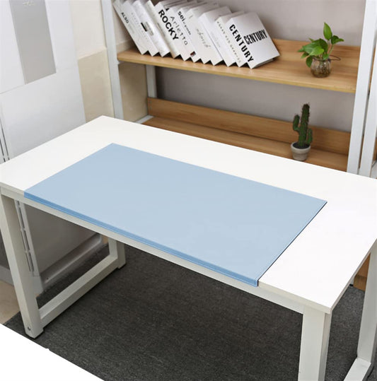 SK Studio Desk Pad with Edge Guard Waterproof PU Leather, Non-Slip with Edge Locking Mouse Pad for Computer Keyboard, PC, and Laptop Light Blue, 70x40cm