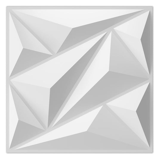 Art3dwallpanels PVC 3D Wall Panel Diamond for Interior Wall Decor in White, 3D Textured Wall Panels, 33 Pieces Tiles