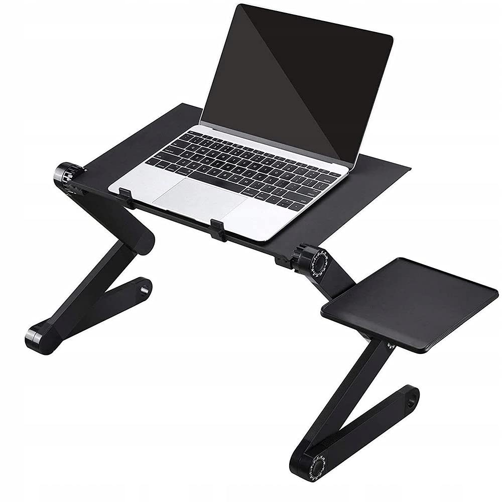Retoo laptop desk for bed, height adjustable laptop bed table, adjustable laptop stand, portable notebook stand with folding legs, laptop table for sofa, notebook table, black.