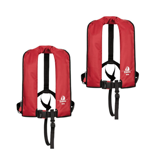 12skipper 2-pack Automatic Life Jackets 165N Classic ISO UML with Waistbelt, red.