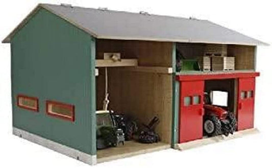 Kids Globe 610816 Workshop with Storage Space (1:32 Scale, Hinged Roof, Movable Gates, Dimensions 41 x 54 x 32 cm, Without Toy Figures and Accessories)