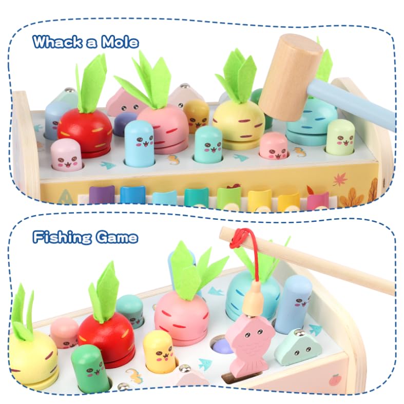 Montessori toy for 1 year old, 9 in 1 wooden children's toy motor skills toy hammering game stacking game gift for 12 months 2 3 year old kids boy girl toddler baby educational toy motor skills cube