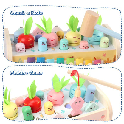 Montessori toy for 1 year old, 9 in 1 wooden children's toy motor skills toy hammering game stacking game gift for 12 months 2 3 year old kids boy girl toddler baby educational toy motor skills cube