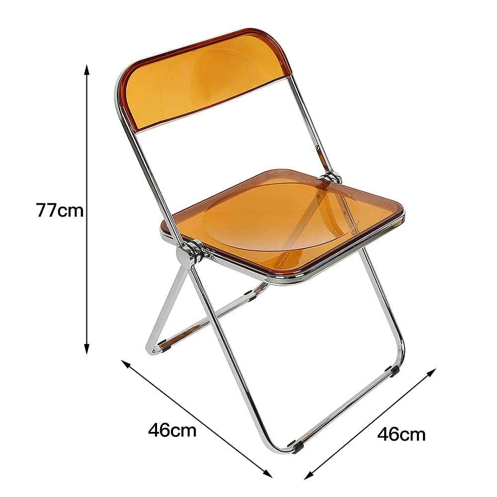 Willonin Transparent Folding Chair for Banquet Conference Party - Strong Sturdy Metal Frame Acrylic Balcony Sunbathing Durable And Lightweight (Yellow)