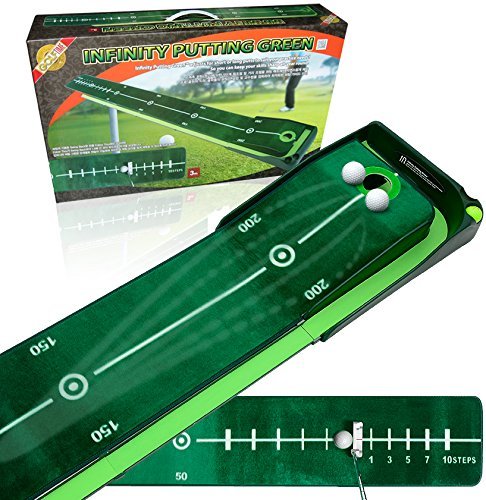 Best Track Putting Mat Infinity with integrated ball return and 2 support wedges.