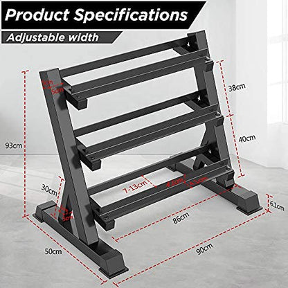Dripex Dumbbell Rack, 90 x 50 x 93cm Adjustable weight plate stand, Dumbbell stand Capacity 500KG, Can hold dumbbells and kettlebells.