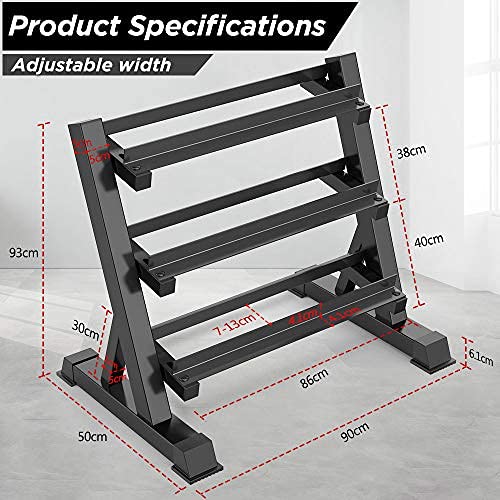 Dripex Dumbbell Rack, 90 x 50 x 93cm Adjustable weight plate stand, Dumbbell stand Capacity 500KG, Can hold dumbbells and kettlebells.