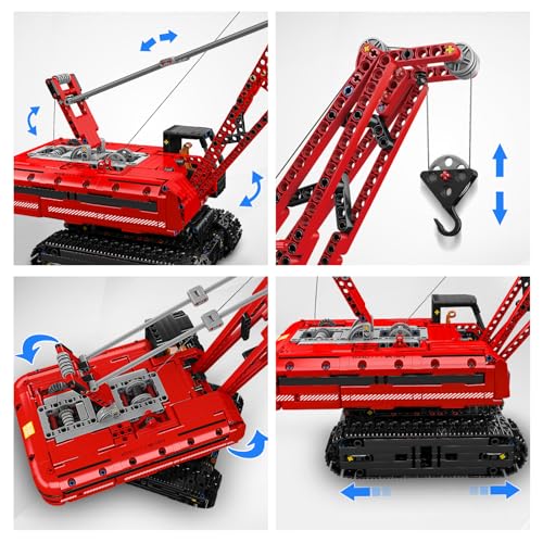 Mould King 15070 Technic Crane Building Blocks Model, 1292 pieces Remote-Controlled Crawler Crane Kit for Adults and Kids