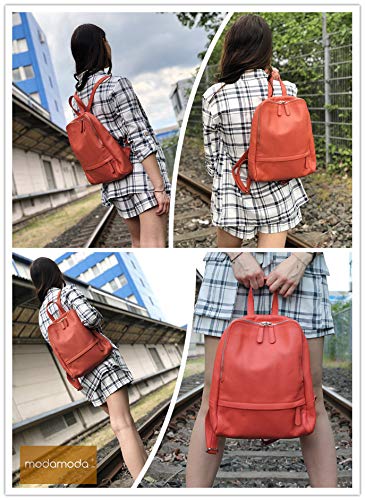 modamoda de T138 women's leather backpack handbag handmade in Italy, color: silver