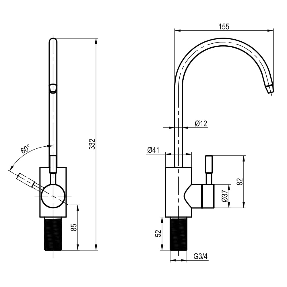 AORA® One-Way Faucet Solid Stainless Steel SOFIA compatible with AMWAY eSPRING water filter and other filter systems | Non-pressure Single Handle Faucet | Outlet tap for osmosis system | (Solid Stainless Steel SOFIA)