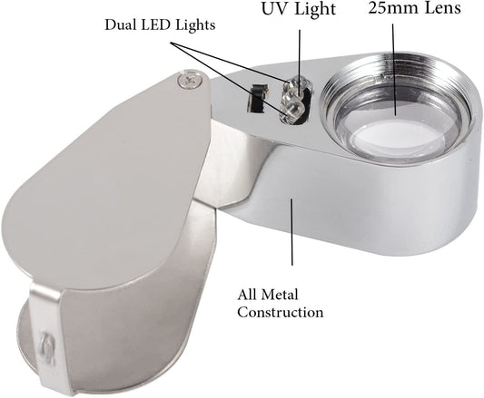 40x illuminated jewelry loupe with LED light (LED currency detection/jewelry identification)