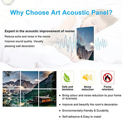 JBER JBER Art Acoustic Panels, 6-pack self-adhesive large wall art paintings for wall decoration, sound-absorbing panels for recording studio, living room, and bedroom, 72x48inchMountain Cabin