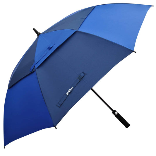 ACEIken Golf umbrella, windproof, large 183 cm, double vented, automatic open, extra large, oversized, sun protection, ultra rain and wind resistant, stick umbrellas, navy blue/royal blue.