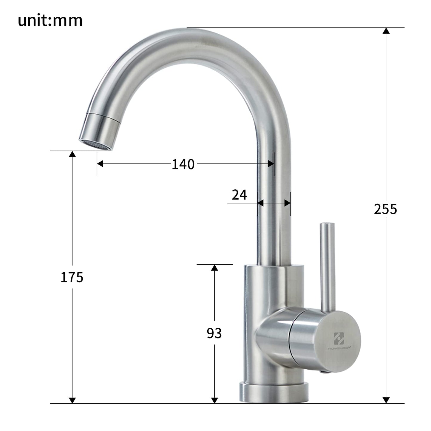 HOMELODY Low Pressure Faucet Bathroom/Kitchen 360° Rotatable Bathroom Faucet Kitchen Tap Single Lever Mixer Basin Faucet Sink Faucet Water Heater Mixing Valve Made of Stainless Steel