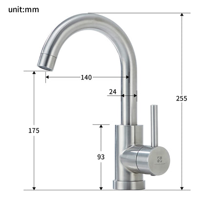 HOMELODY Low Pressure Faucet Bathroom/Kitchen 360° Rotatable Bathroom Faucet Kitchen Tap Single Lever Mixer Basin Faucet Sink Faucet Water Heater Mixing Valve Made of Stainless Steel