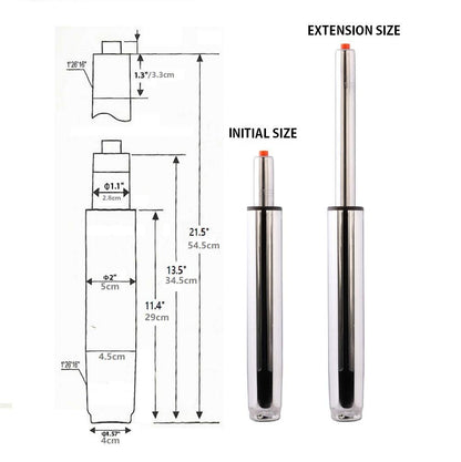 Kaleurrier gas lift, pneumatic chair parts, for chair or stool, lifting mechanism, durable steel housing, Chromcraft, universal size, height extension: 20 cm long.