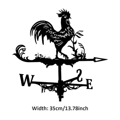 Metal weathervane decoration, wind direction indicator, and stainless steel direction indicator metal jewelry gift for outdoor rooftop garden. Weathervane garden stake measuring tool for roof mounting.