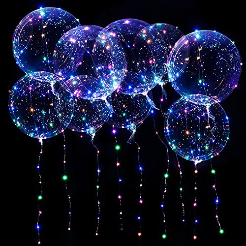 15pcs LED Balloons, 20 Inch Luminous Balloons with Sticks + Air Pump, Bobo Balloons Colorful Neon Balloons Glow in the Dark Helium Balloon Sets for Party Birthday Wedding