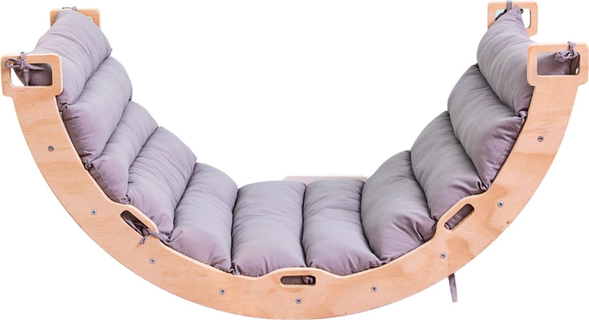 Buxibo Climbing bridge/climbing arch made of wood including pillows - Montessori climbing frame - natural wood - children's toy - 97 x 47 x 52 cm