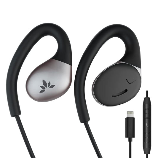Avantree Resolve (Small-Medium) - Wired open-ear headphones with microphone & over-ear-hooks, for women, kids, & young men with small ears, perfect for office, outdoor & home use, Lightning.
