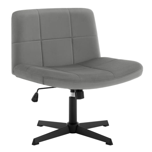 WOLTU Office Chair without armrests, height adjustable swivel chair without casters, desk chair with velvet cover, reading chair with wide seat, rocking function, 150 kg load capacity, Dark Grey, BS158dgr