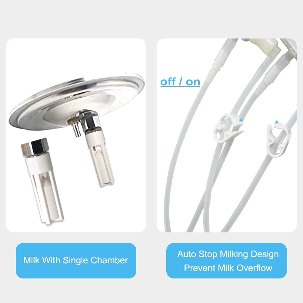 Automatic pulsating vacuum pump for milking 3.7L, portable electric milking machine for cows, goats, sheep, milking set for cattle, made of stainless steel, with vacuum milk bucket 7L for cows.