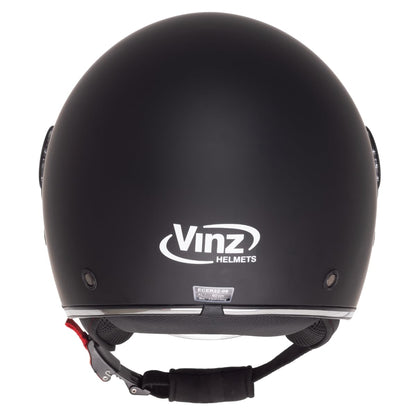 VINZ Pavia Jet Helmet with Dual Visor | Scooter Helmet Fashion Helmet | Available in sizes XS-XXL | Motorcycle Helmet with Sun Visor | ECE 22.06 Certified - Matte Black