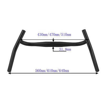 SENQI PRO Aluminum Alloy Bicycle Handlebar Big Angle Bend Drop Handlebar for Gravel Bikes MTB 22.2 x 31.8 mm, 430 x 560 mm, 470 x 610 mm, 510 x 640 mm, Black (31.8 x 470 x 610 mm)
