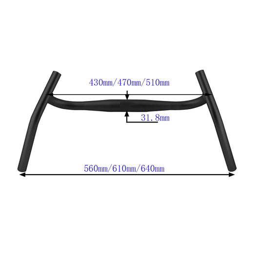 SENQI PRO Aluminum Alloy Bicycle Handlebar Big Angle Bend Drop Handlebar for Gravel Bikes MTB 22.2 x 31.8 mm, 430 x 560 mm, 470 x 610 mm, 510 x 640 mm, Black (31.8 x 470 x 610 mm)