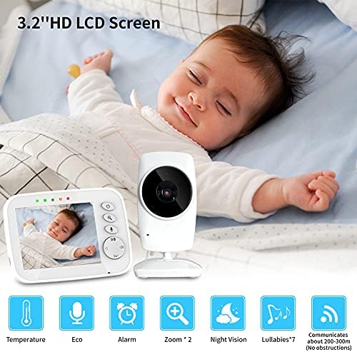 NWOUIIAY Baby Phone 3.2-inch Baby Monitor 2.4 GHz Baby Camera with LCD Night Vision Camera HD Digital Video & Two-way Intercom Function