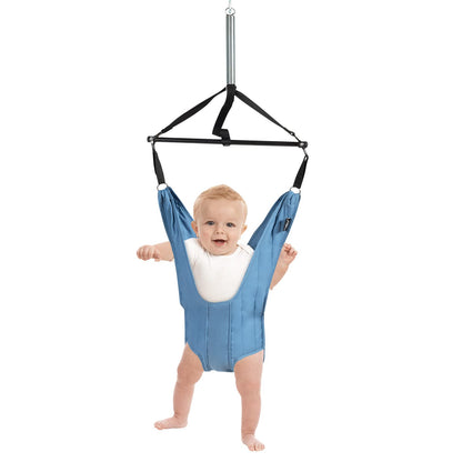 COSTWAY Baby Door Jumper, Adjustable Length, Door Swing, Door Frame Jumper with Door Clamp, for Infants 6-12 Months (Blue)